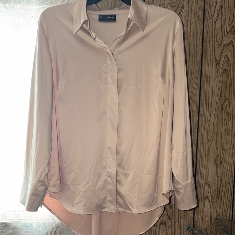 Lane Bryant Blush Pink Satin Blouse